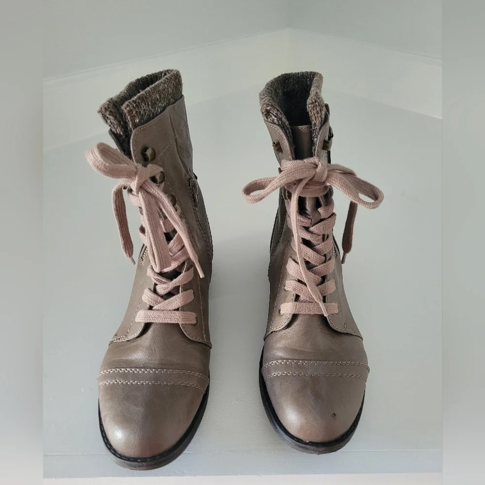Brown/Gray Boots with Knit Cuff by Limelight Taya - Picture 6 of 7